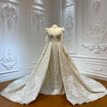 Jancember LSCJ39 Luxury Muslim Sequins Beaded Mermaid Wedding Dresses With Detachable Train