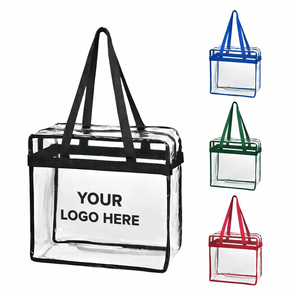 Custom Logo Waterproof Clear Tote Bag Reusable Transparent PVC Stadium Bags for Promotional Events