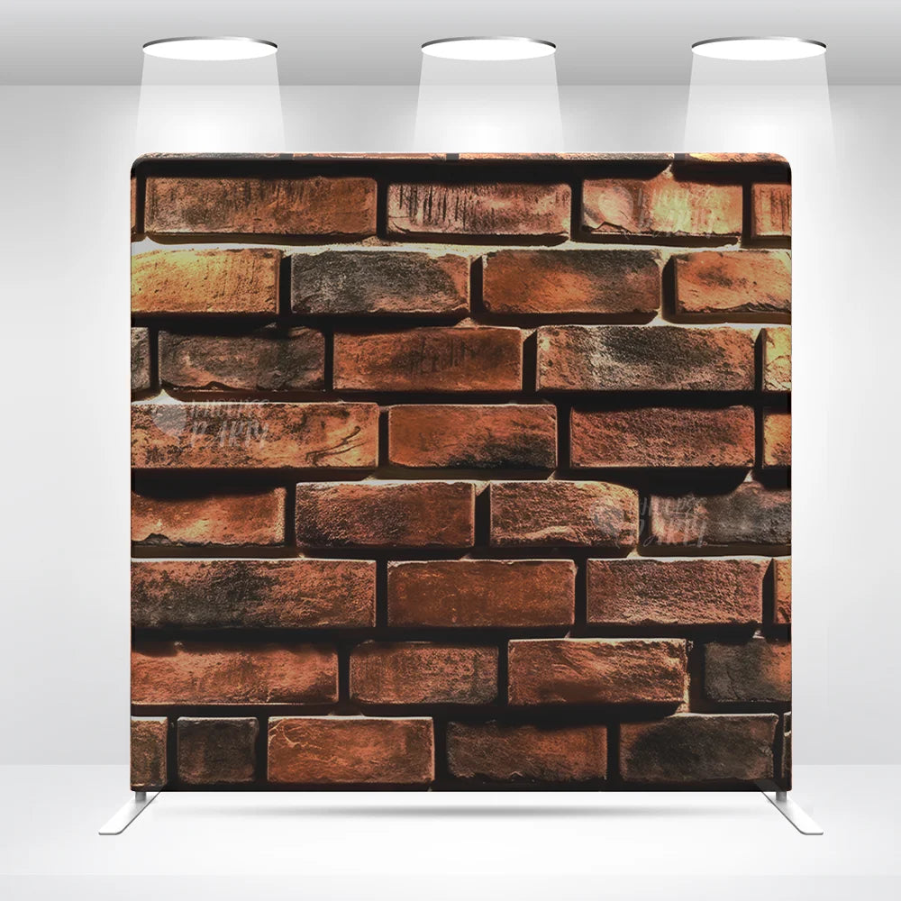 Custom Old Red Brick Wall Tension Straight Fabric Birthday Gender Reveal Party Photo Booth Backdrop Cover