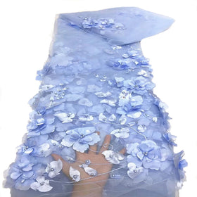 Tessuto Con Paillettes in Pizzo Ricamato Wholesale 3d Embroidery Lace Bridal Nigerian Italy Tulle Heavy Beading Wedding Fabric