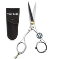Left Handed Stainless Steel Mustache & Beard Scissors for Men with Pouch-Professional Hair Grooming Barber & Thinning Scissors