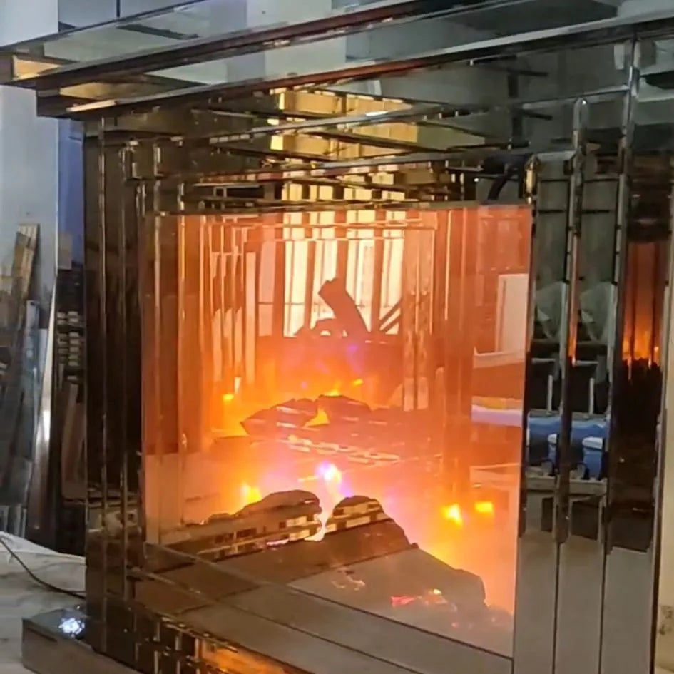 Modern Luxury Gold Coffee Table Bluetooth Connection Dining Living Room Bathroom Home Furniture Wooden Electronic Fireplace MDF