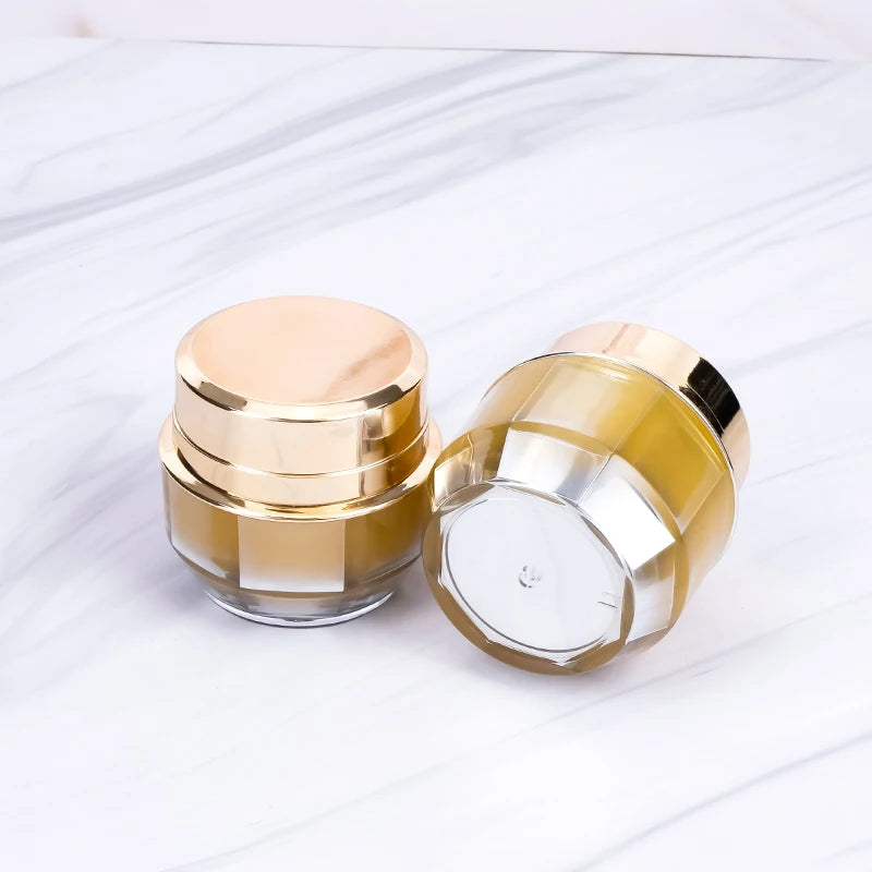 Low MOQ in Stock Octogonal Luxury Cosmetic Acrylic Empty Lip Balm Acrylic Cosmetic Plastic Cream Jars Skincare Cream Containers