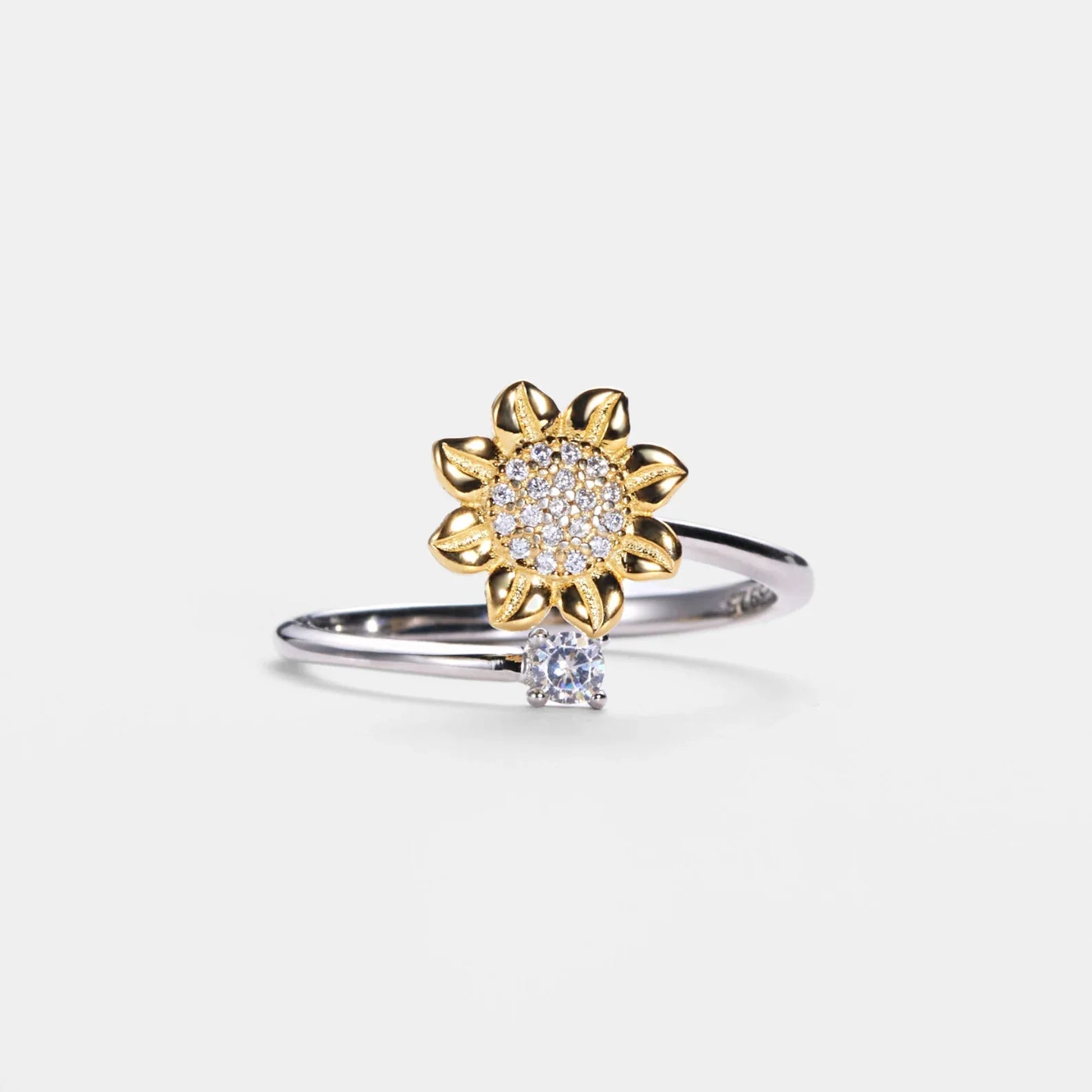 New Hot Sale Exquisite Versatile Series Sunflower Zircon Ring Party Jewelry with Diamond Stone for Holiday Gift Sending Friends