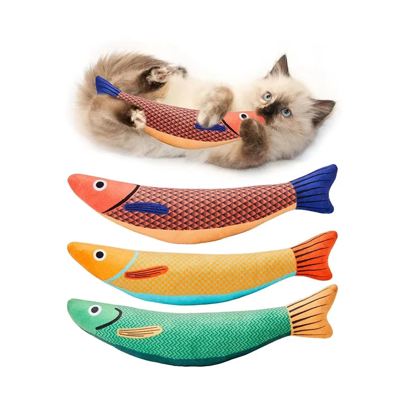 3 Pack Cat Toys Saury Fish Catnip Crinkle Sound Toys Soft  Durable Interactive Cat Kicker Toys for Indoor Kitten Exercise