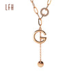 18k O-shaped Chain Ladies Party Daily Matching Jewelry Letter D Pendant Golden Necklace 18k Saudi Gold Necklace Pawnable