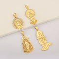QIKU Wholesale Gold Plated Virgin Mary Jesus Christ Saint Jude Charms Christian Religious Jewelry Pendants for Jewelry Making