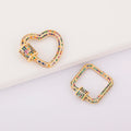 Wholesale 18K Gold Plated Colorful CZ Heart Square Jewelry Connectors Gemstone Charms DIY Necklace Bracelet Party