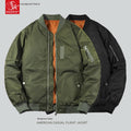 SK Men's Casual Rabbit Windproof Zipper Closure Stand Collar Bomber Jacket Embroidered Pilot Loose Fit Fall Winter XL Plain Dyed