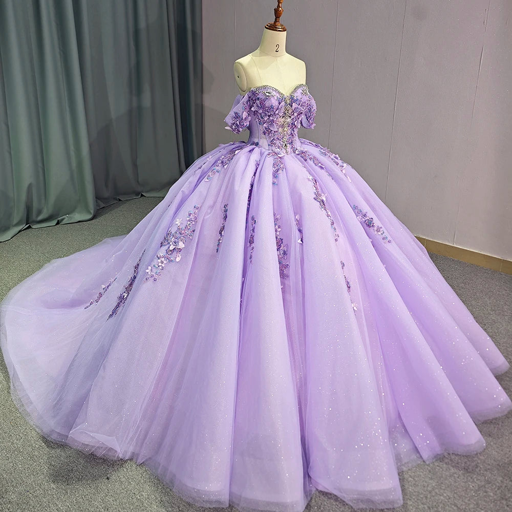 Jancember 1265 Elegant Chic Off Shoulder Crystal Quinceanera Dresses for Girls
