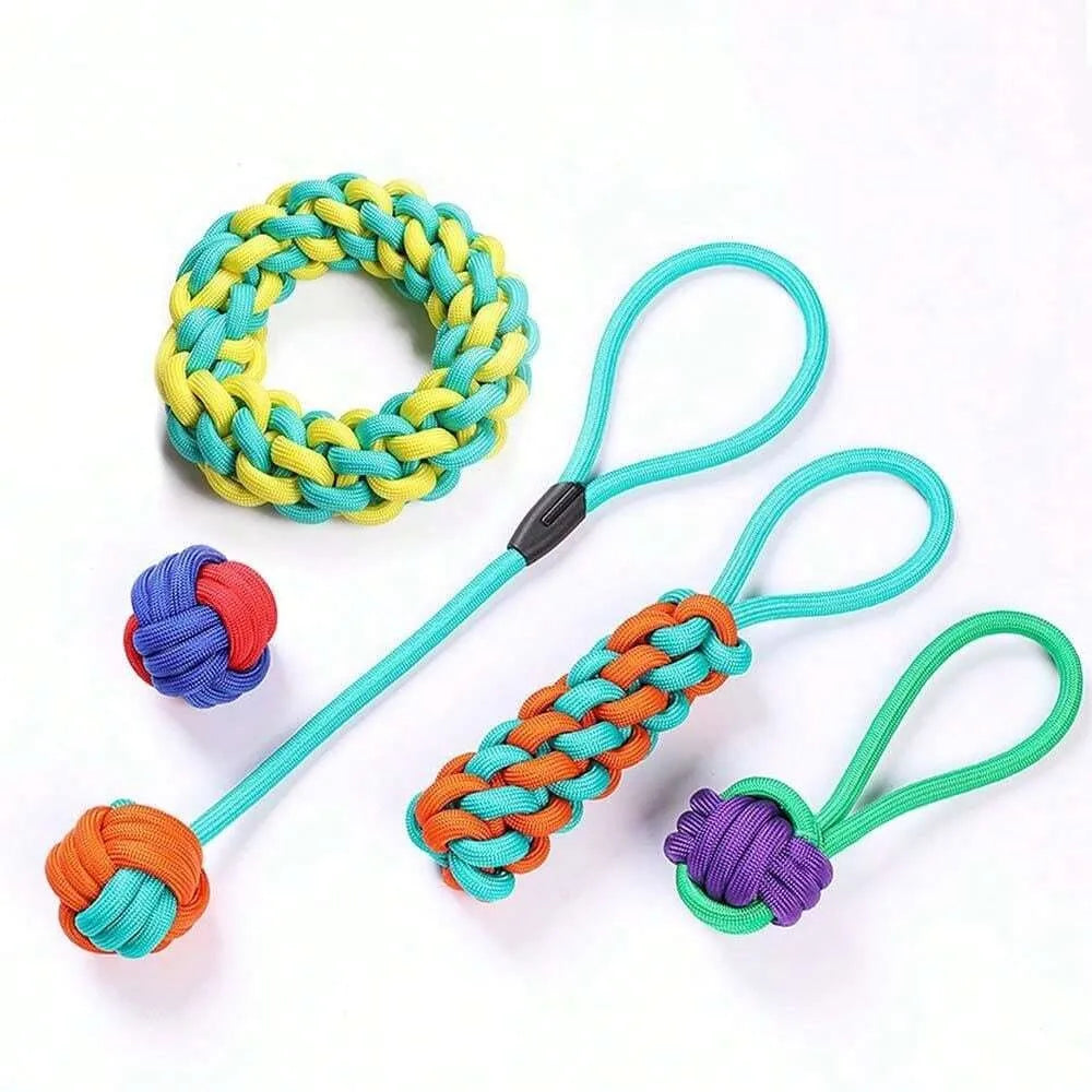 Durable Ring Grinding Bite Resistant Knotted Pet Dog Cotton Rope Toys for Teeth Cleaning and Chewing