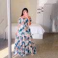 2025 New Arrival Women's Western Fashion Dress for Spring & Summer Off-Shoulder Floral Print Stylish Long Dress