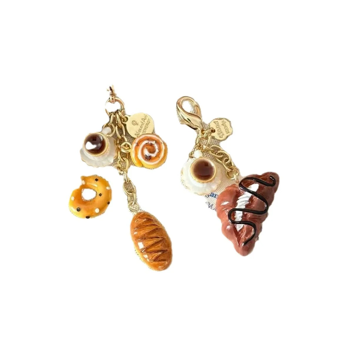 Mini Simulation Food Toys Doughnut Bread Coffee Keychain 3d Miniature Food Key Chains Cute Phone Charm Pendant Handmade Keychain