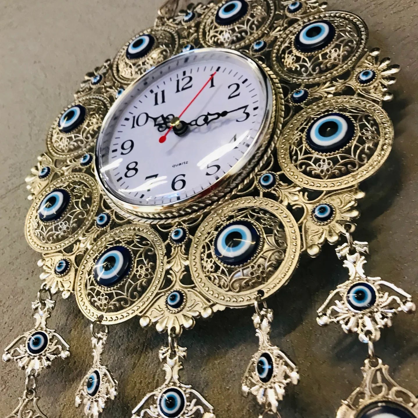 Large Evil Eye Wall Clock Hanging Nazar Boncuk Saat Good Luck Charming Wall Art Decor for Home Decor Muslim Gifts