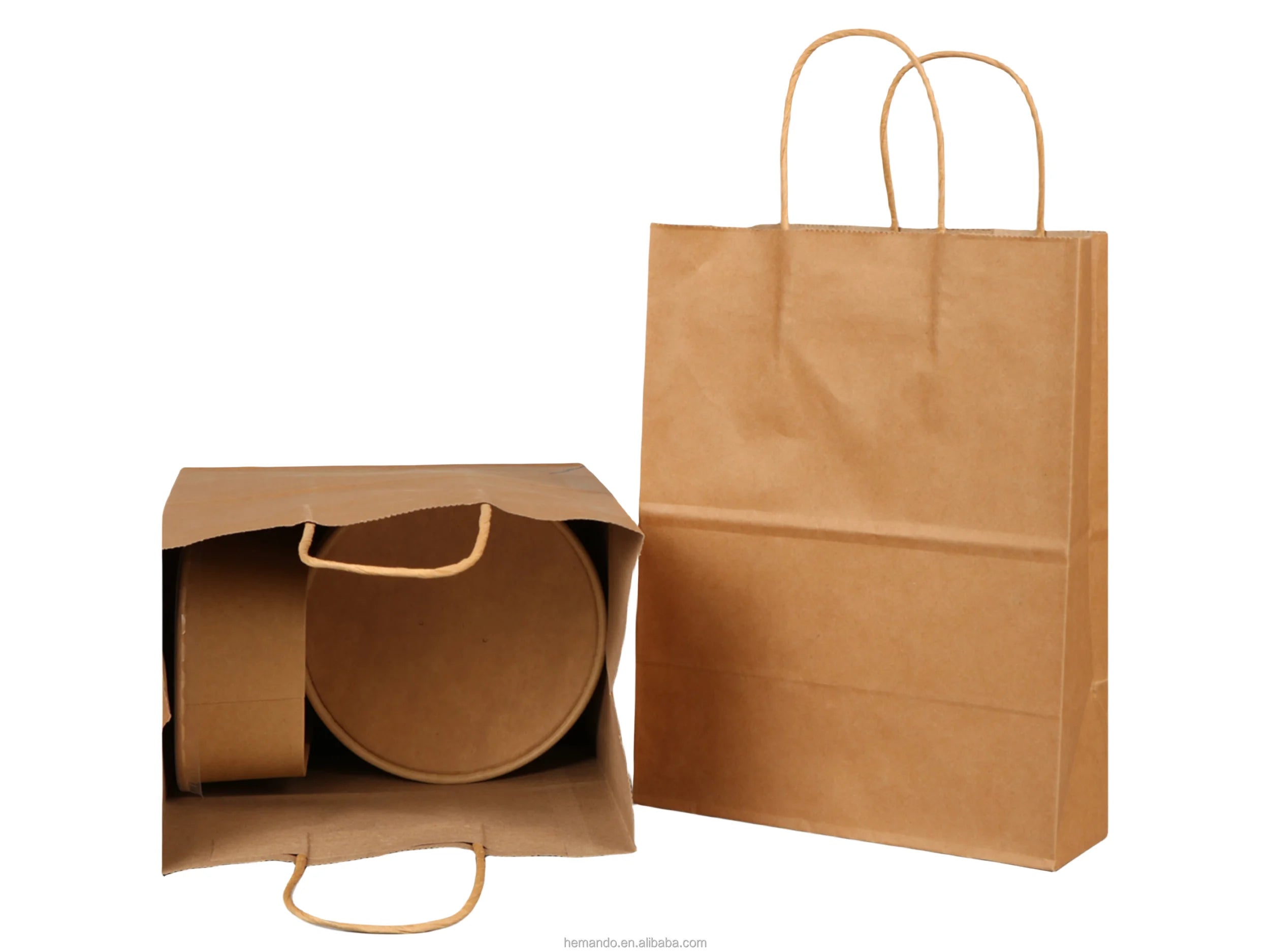 Wholesale White Brown Kraft Paper Bags with Handles Restaurant Carry Bags Takeaway Fast Food Paper Bags
