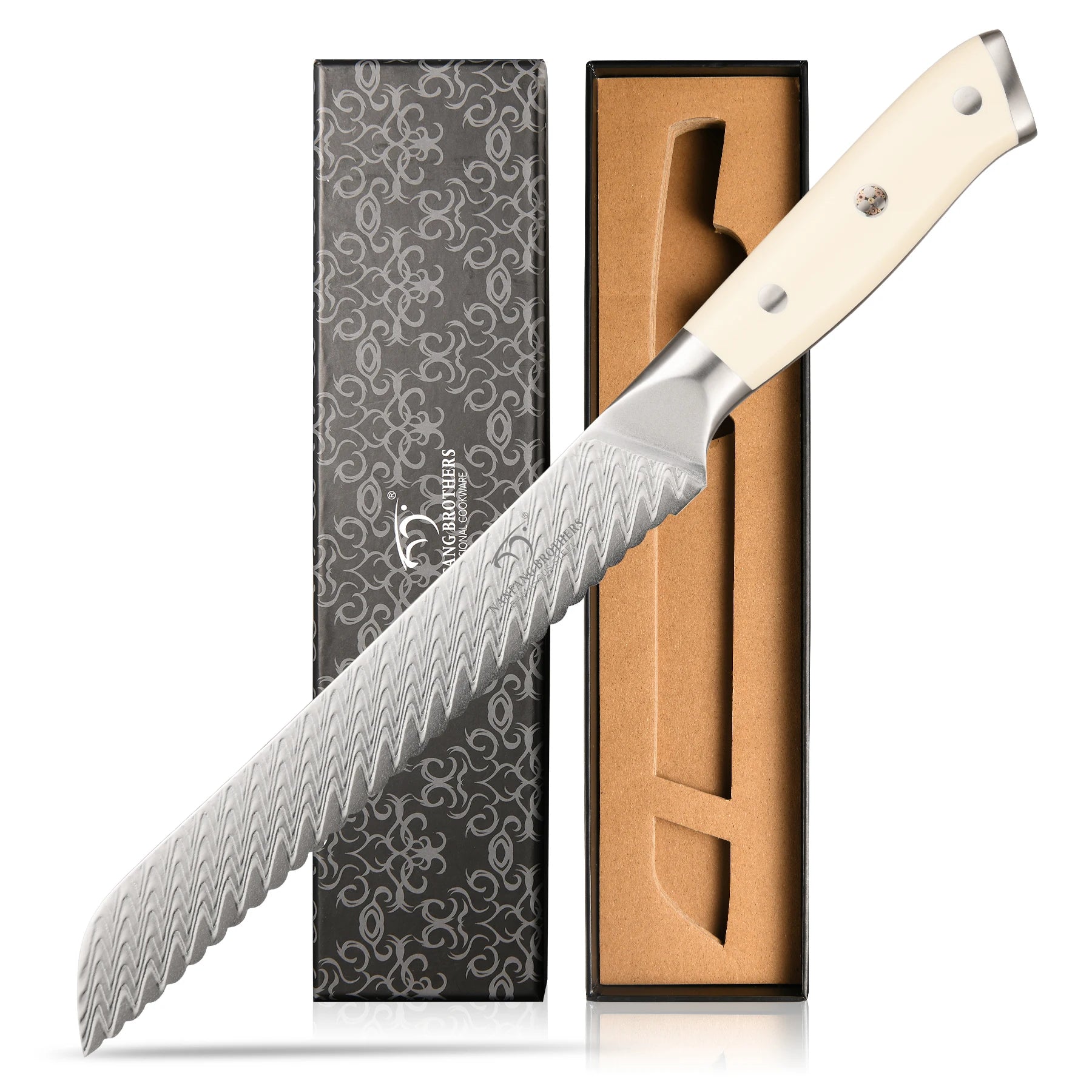 Hot Selling 7.5 Inch Withe Damascus Knives 67 Layers VG10 Super Sharp Bread Knife with ABS Handle