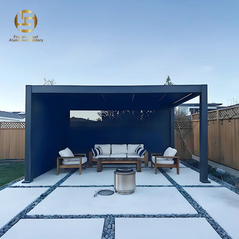 Aluminium Bioclimatic Pergola Kit-Eco-Friendly Waterproof Manual Roof for Balcony & Outdoor Use Modern Luxury Design