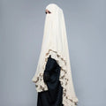 Bulk Modest Style Long Ruffle Khimar Muslim Women Solid Handmade Breathable Polyester Chador Hijab Quick Dry Lightweight Loose