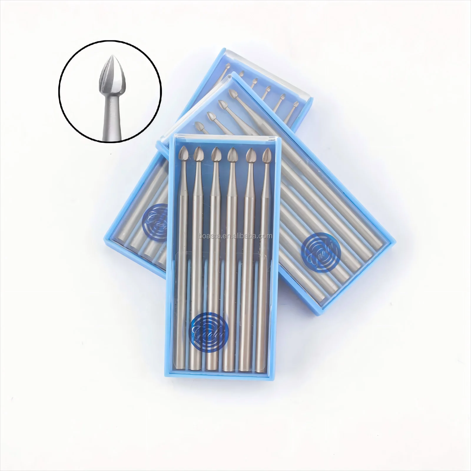 Boasta German Imported Tungsten Steel Peach Burr 2.35mm Shank Engraving Tool Set for Jewelry Making & Dental Use