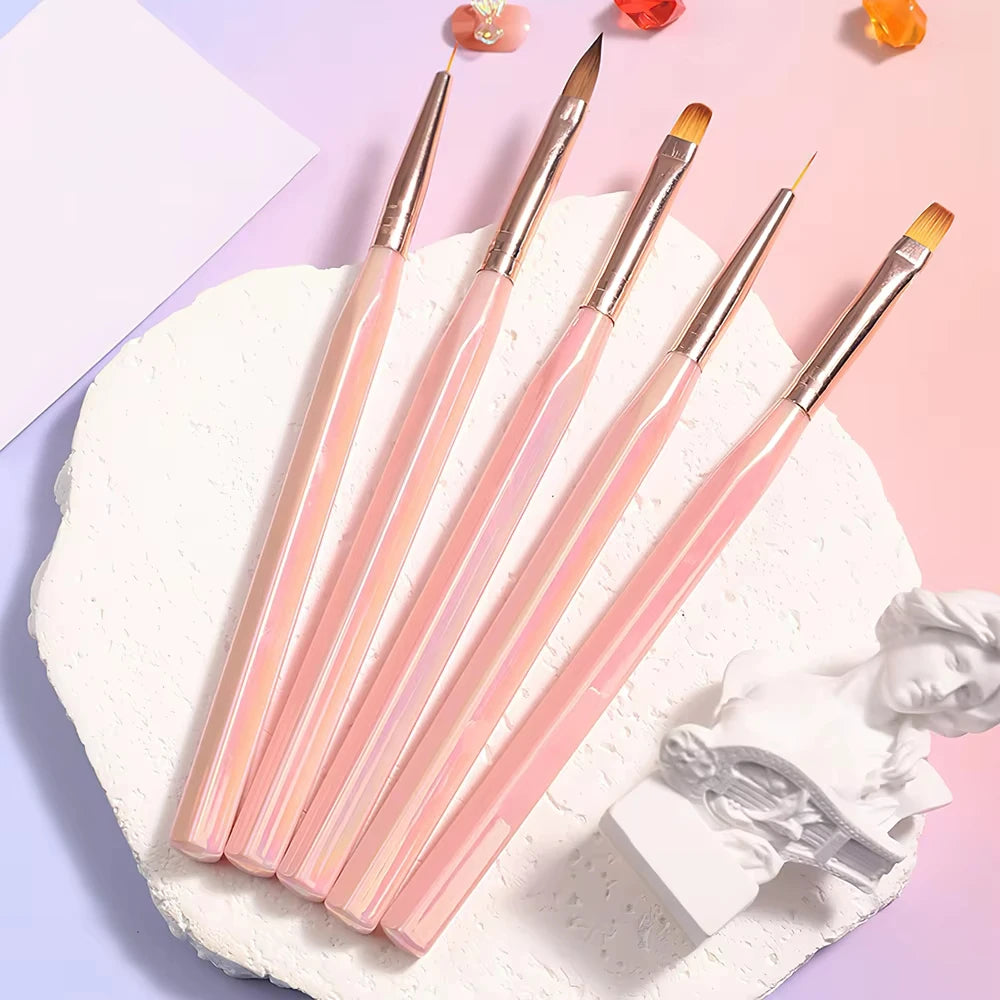 JX New Professional Nail Brush Set Custom Logo Wood Handle Multifunctional Soft Nail Thin Liner Drawing for Nail Art Oval Hair