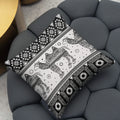 Retro Black White Patterned Camel Print Geometric Stripes Artistic Design Sublimation Customizable Hotel Polyester Linen