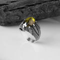 Wholesale Azuris 925 Sterling Silver Ottoman Style Men's Ring Naturel Stone Agate Handmade in Turkey VALKH1159