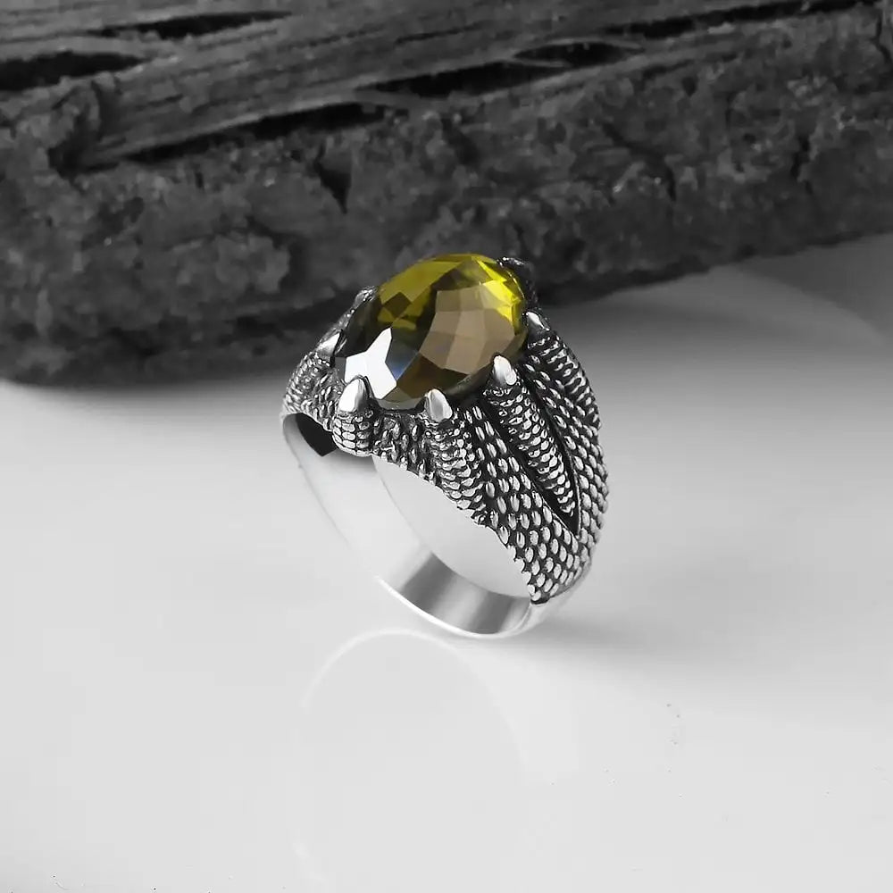 Wholesale Azuris 925 Sterling Silver Ottoman Style Men's Ring Naturel Stone Agate Handmade in Turkey VALKH1159