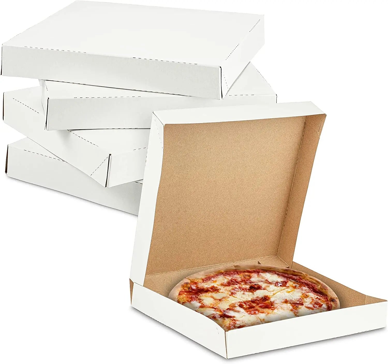 Free Sample / Custom Logo Paper Boxes Clay Coated Pizza Box Food Sandwich Packaging Box Folders Corrugated Board Print White