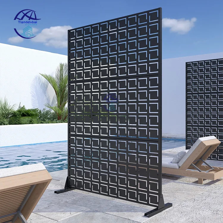 Decorative Metal Fence Panels 8ft Laser Cut Garden Fencing Powder Coated Aluminum Privacy Screen