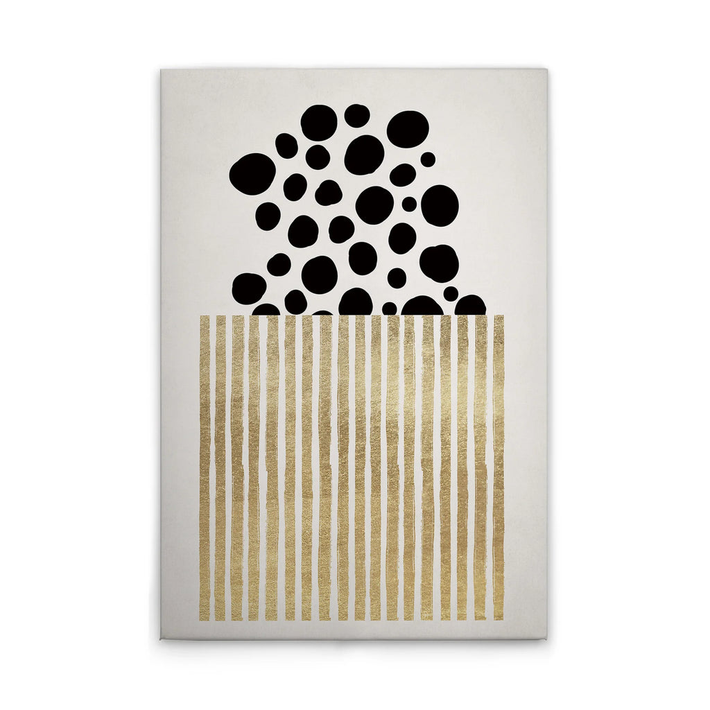 Made In Germany - Home Decor Canvas Picture Popcorn Black Gold - Wall Painting Mural In Cream And Gold - Stretcher Frame Art