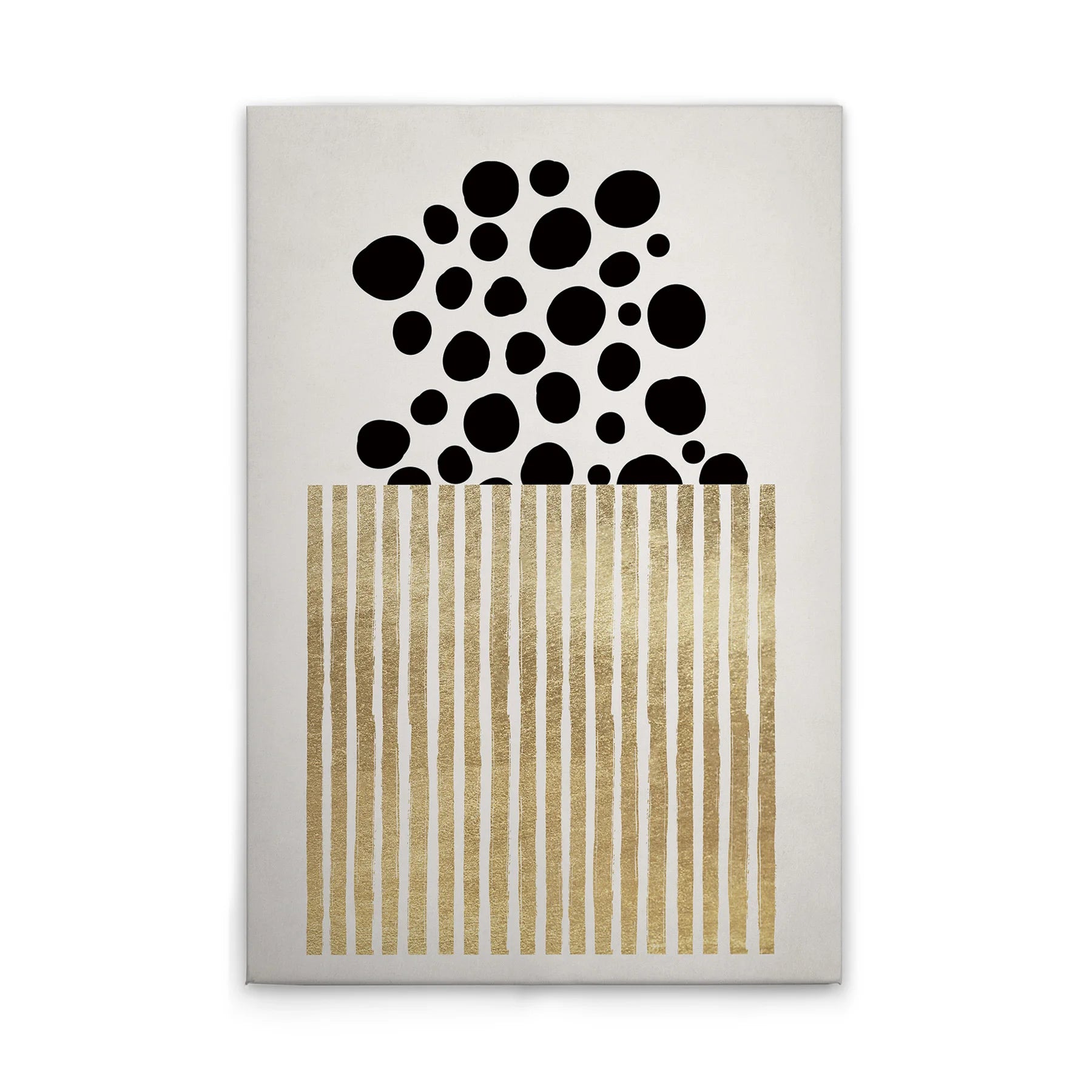 Made In Germany - Home Decor Canvas Picture Popcorn Black Gold - Wall Painting Mural In Cream And Gold - Stretcher Frame Art