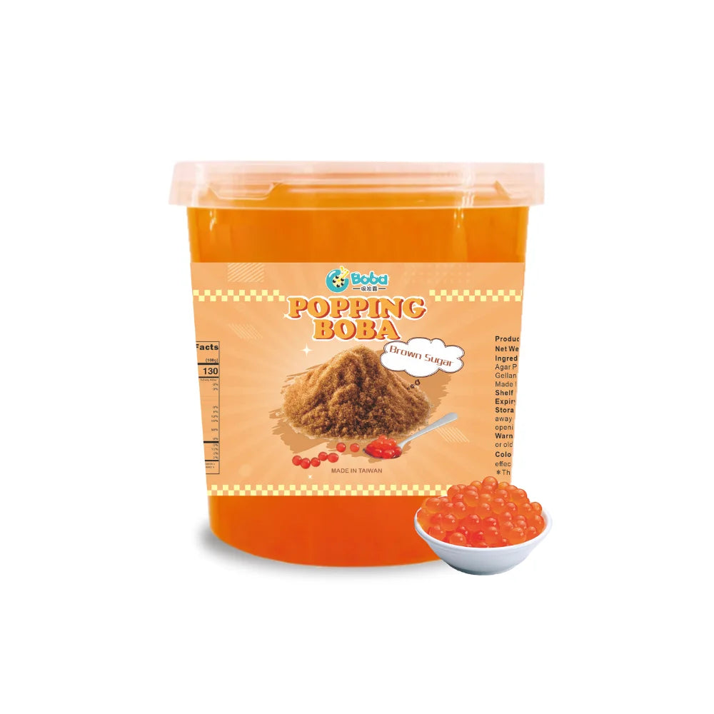 KEIFU 3.2kg Brown Sugar Popping Boba Pearl Juice Ball Instant Bursting Bubble Tea Drink Topping Bottle Packaging OEM/ODM