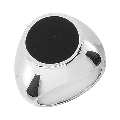 Platinum Men's Statement Ring Sapphire Gem 14.9mm Peace Shape Bezel Setting VS Clarity Rhodium Plated Fine Rings