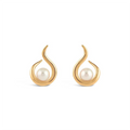 LOZRUNVE Silver 925 Elegant Unique Geometric Freshwater Pearl Drop Earring Jewelry Women