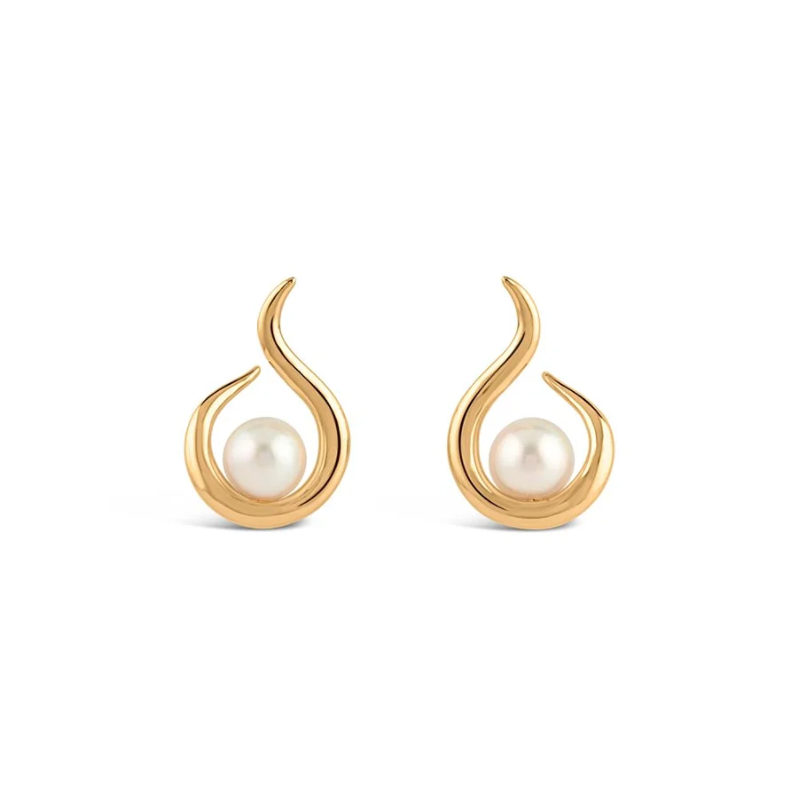 LOZRUNVE Silver 925 Elegant Unique Geometric Freshwater Pearl Drop Earring Jewelry Women