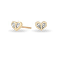 LOZRUNVE Pear Crystal 925 Sterling Silver Small Heart Stud Earring Set Gold