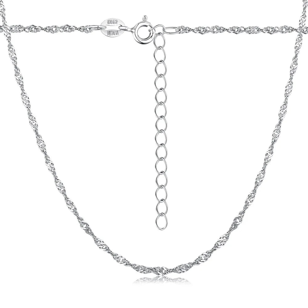 New Design Hypoallergenic Non Tarnish 925 Sterling Silver Necklaces Wave Chain Link Necklace for Women Daily Wear Jewellery