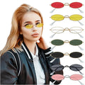 Lentes De Sol Para Mujer Custom logo Retro Vintage Small Sunglasses Oval Slender Metal Frame Candy Colors Shades for Women