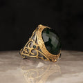 New Arrival Men's 925 Sterling Silver Ottoman Style Bi-Color Ring Rhodium Gold Designed Turkey Fine RCEGYT-129