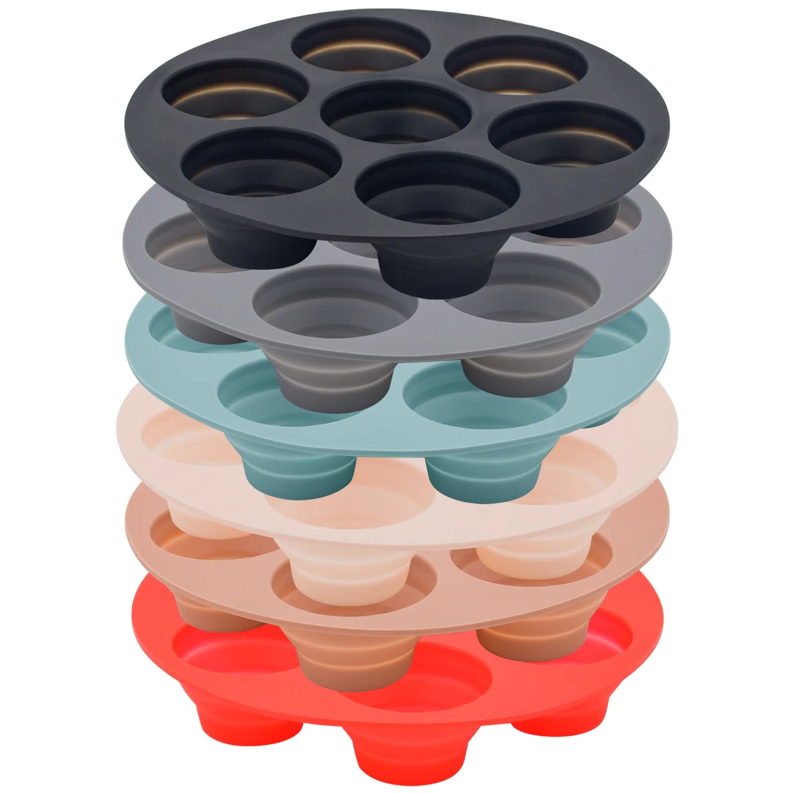LifeTop Silicone Muffin Baking Pan Set Foldable Cupcake Molds Air Fryer for Baking Muffins and Desserts