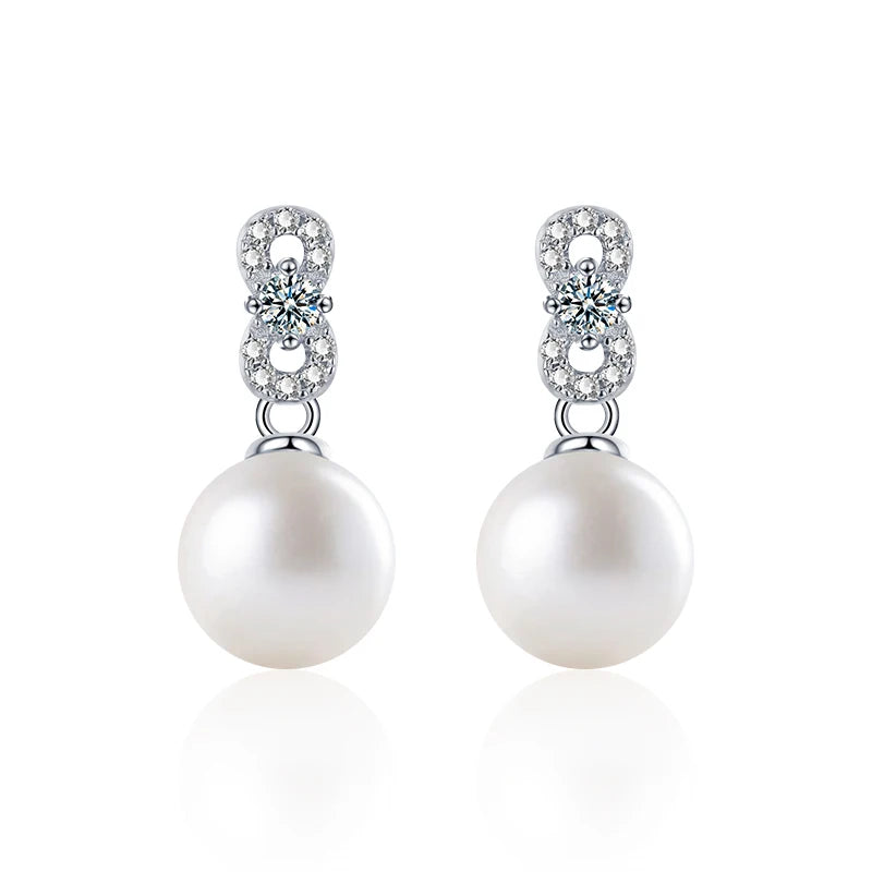XEZ041 Natural Freshwater Pearl Stud Earrings Women's Moissanite Earrings Jewelry Fashion Luxury
