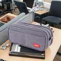 Multifunctional Extra Big Pencil Pouch with Compartmens Travel Simple Stationery Pen Bag Fabric Pencil Bag for Men Women