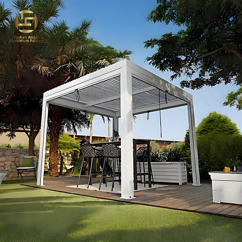 Sistema Per Pergola Wedding Bioclimatic Retractable Outdoor Aluminum Pergola Motorized Operation LED Lighting Customizable Sizes
