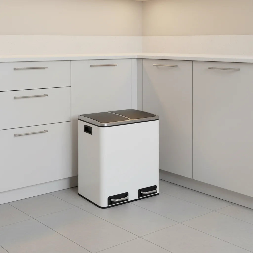 Intelli Large Outdoor Stainless Steel Rectangular Trash Can Automatic Sliding Lid Step Foot Pedal Pressing Type for Office