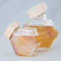 Factory Direct Sales Thickened Iron Lid 180ml 280ml 380ml Hexagonal Transparent Glass Honey Jar