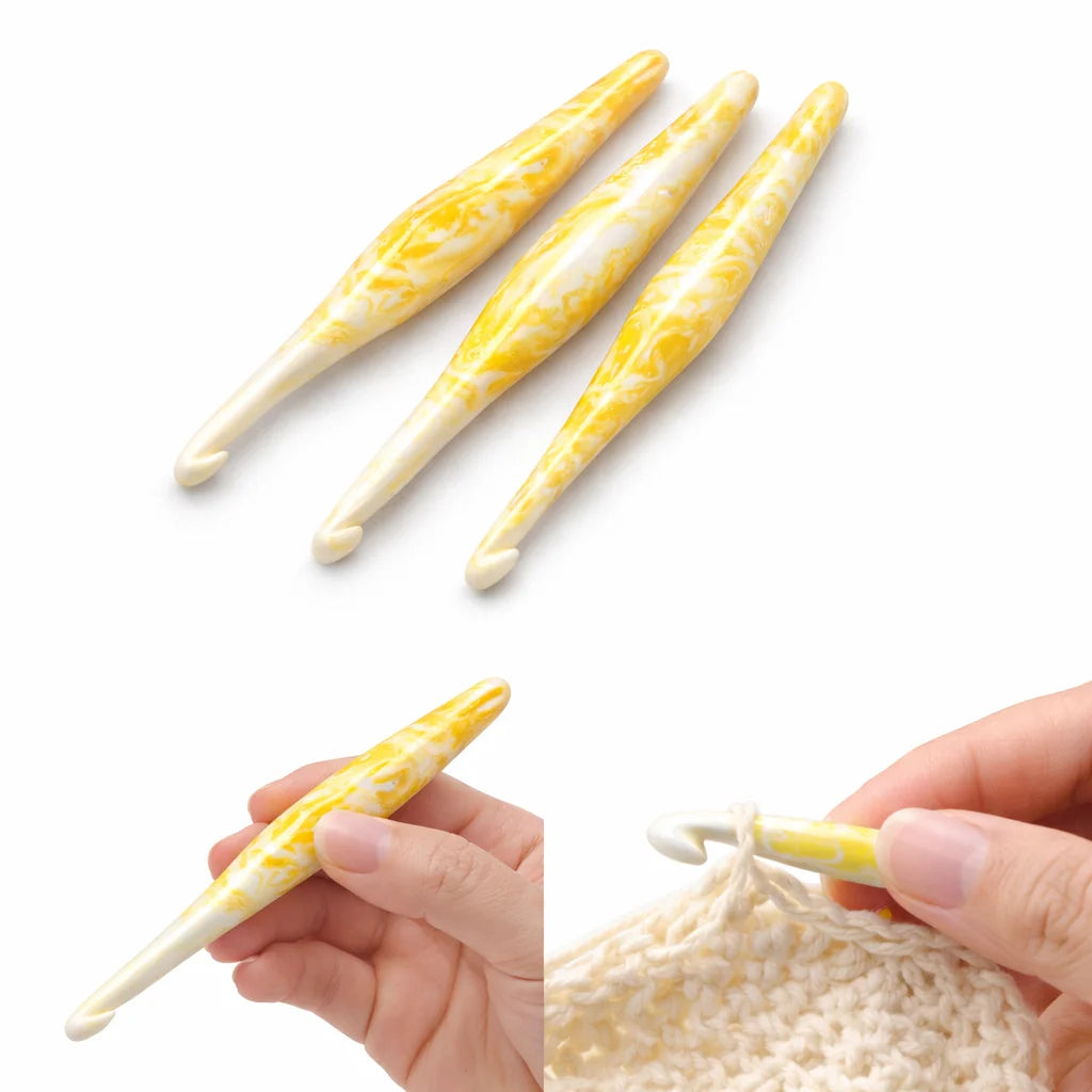 Conifer Marbled Wood Simple Crochet Hooks Ergonomic Handle 15cm Lightweight Portable Design Smooth Finish for Yarn Knitting