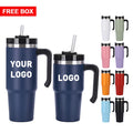 Personalized Logo 30oz 20oz Double Wall Insulated Straw Cup Stainless Steel Tumblers Coffee Mug with Handle