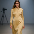 YXD058 Yellow Satin Modest Fashion Customizable Design Oversize High-end Eid New Factory Price Well-fitted Elegant