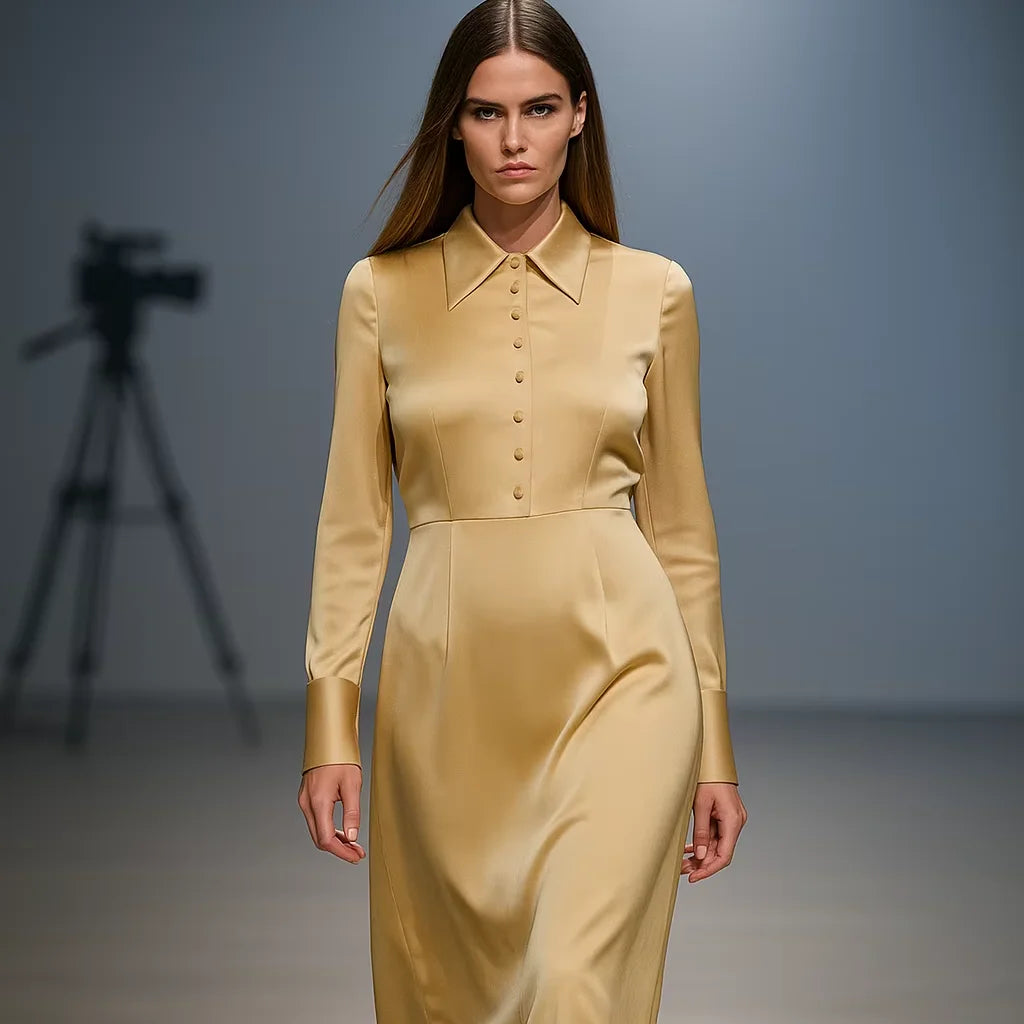 YXD058 Yellow Satin Modest Fashion Customizable Design Oversize High-end Eid New Factory Price Well-fitted Elegant