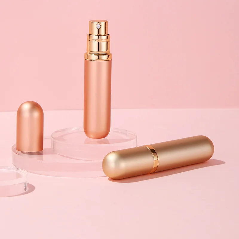 Customized PUMP Sprayer Aluminum Bottle Perfume Eco-friendly Aluminum Copper Wholesale 5ml Mini Pink Gold Black Perfume Atomizer